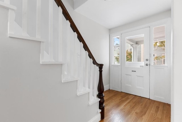 foyer entrance featuring light hardwood / wood-style floors