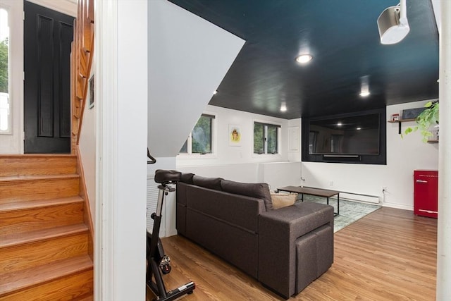 10 Longmeadow Ln, Medway, MA 02053 - living area featuring wood finished floors, stairs, and recessed lighting