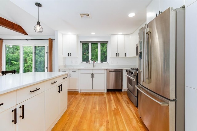 10 Longmeadow Ln, Medway, MA 02053 - kitchen with stainless steel appliances, healthy amount of natural light, light countertops, light wood finished floors, and recessed lighting