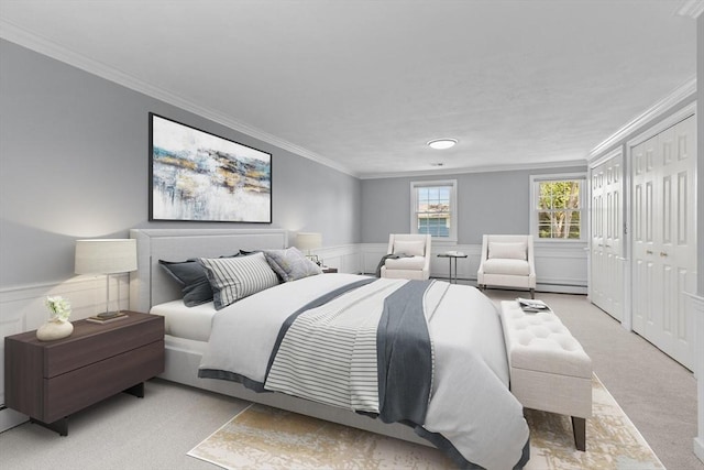35 Crest Rd, Framingham, MA 01702 - carpeted bedroom featuring crown molding and a wainscoted wall