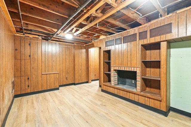 132 Nelson St, West Springfield, MA 01089 - below grade area featuring light wood finished floors and wood walls