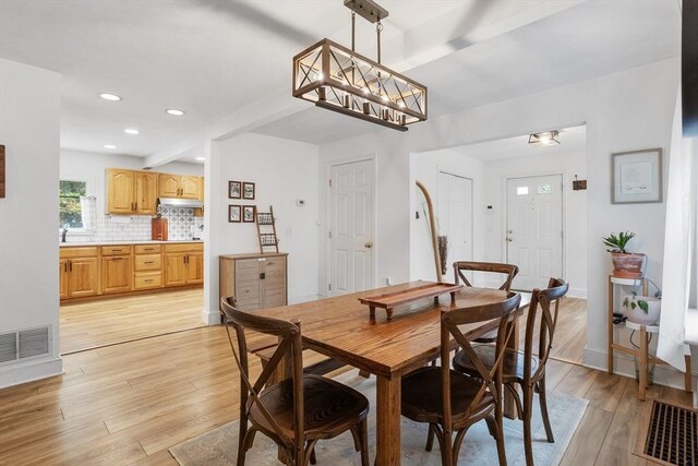 649 Robin Hill St, Marlborough, MA 01752 - dining area with light wood-style flooring, recessed lighting, and a chandelier
