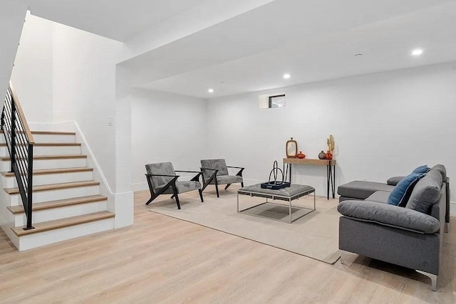 living room featuring light hardwood / wood-style flooring