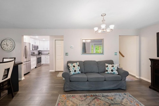 42 2nd Ave Unit 40, North Attleboro, MA 02760 - living area featuring a chandelier and dark wood-type flooring