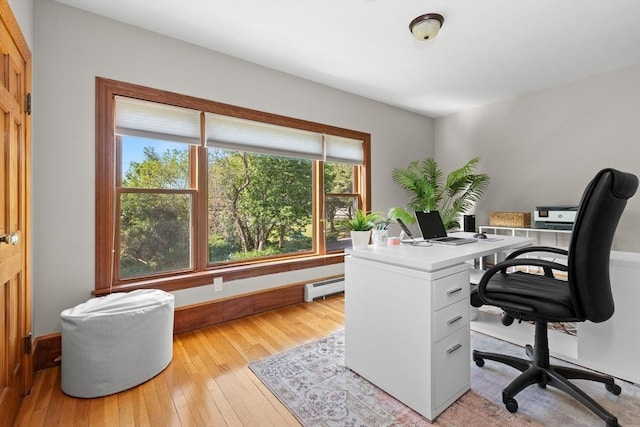 3 Scotland Heights Rd, Haverhill, MA 01832 - office area featuring a baseboard heating unit, light wood finished floors, and baseboards