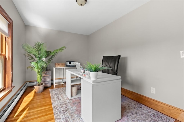 3 Scotland Heights Rd, Haverhill, MA 01832 - office featuring a baseboard radiator, light wood-type flooring, and baseboards