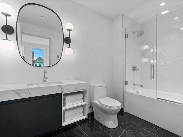 559 E Broadway Unit 559, Boston, MA 02127 - bathroom with vanity, shower / bath combination with glass door, and marble finish floors