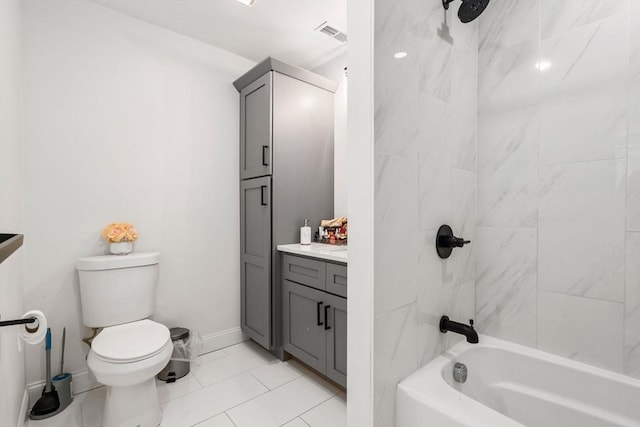 109 Eutaw St, Boston, MA 02128 - bathroom featuring toilet, visible vents, tile patterned flooring, vanity, and shower / washtub combination