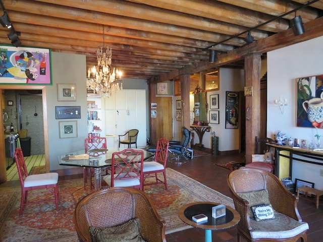 dining area with a chandelier