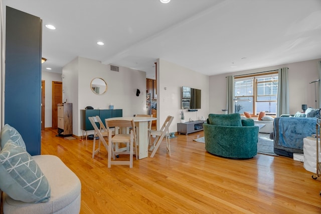 living room featuring light hardwood / wood-style floors