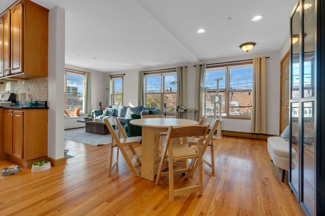 dining area featuring light hardwood / wood-style flooring