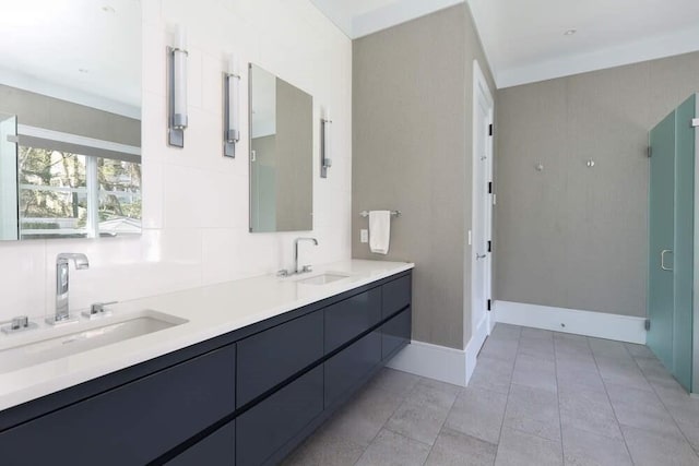 bathroom featuring vanity and tile patterned floors