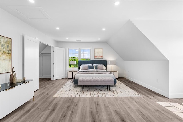 47 Parker St Unit 3, Quincy, MA 02169 - bedroom featuring light wood-type flooring, recessed lighting, and vaulted ceiling