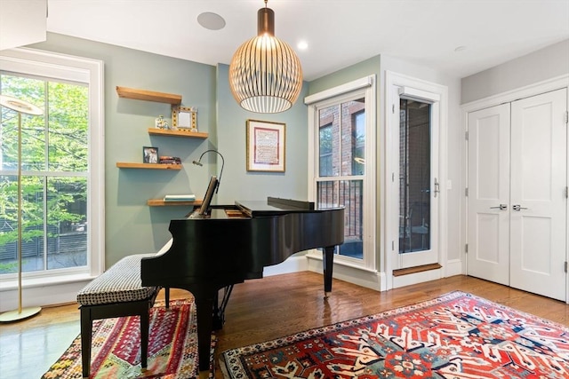 sitting room with wood finished floors