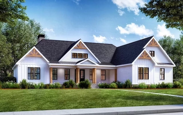 view of front facade with a front yard and a porch