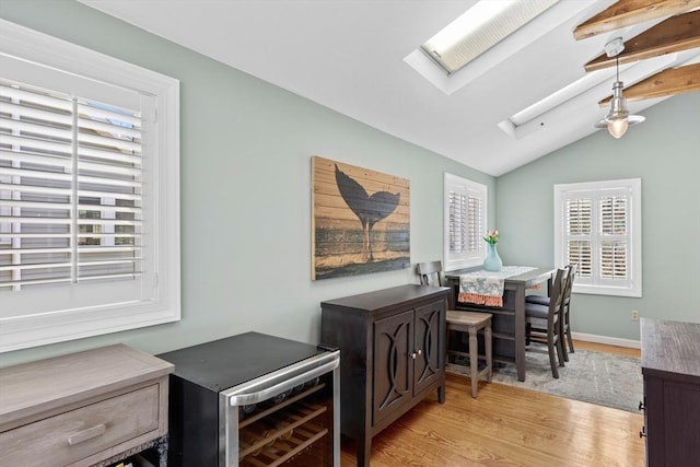 28 Manomet Beach Blvd, Plymouth, MA 02360 - interior space featuring light wood-style flooring, a skylight, and wine cooler