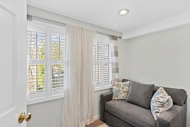 28 Manomet Beach Blvd, Plymouth, MA 02360 - living area featuring recessed lighting, carpet, and baseboards