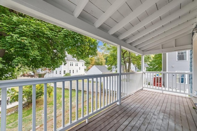 deck featuring a yard