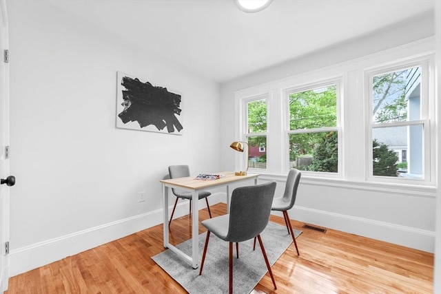 home office featuring light wood-type flooring