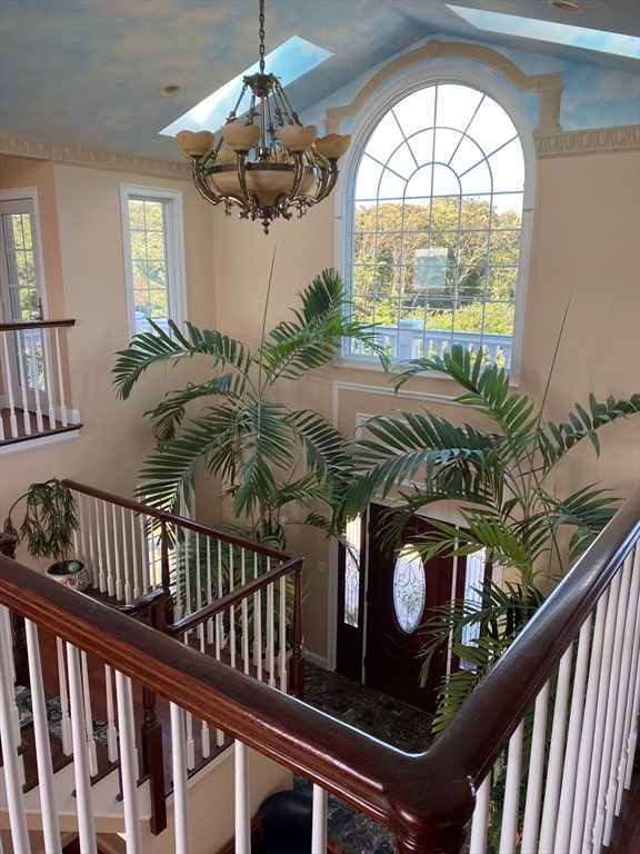 interior space featuring a notable chandelier