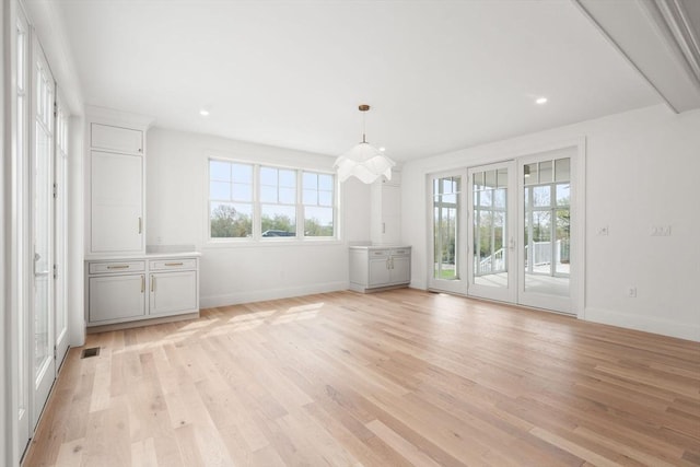 220 Atlantic St, Gloucester, MA 01930 - unfurnished dining area with baseboards, light wood-style floors, and recessed lighting