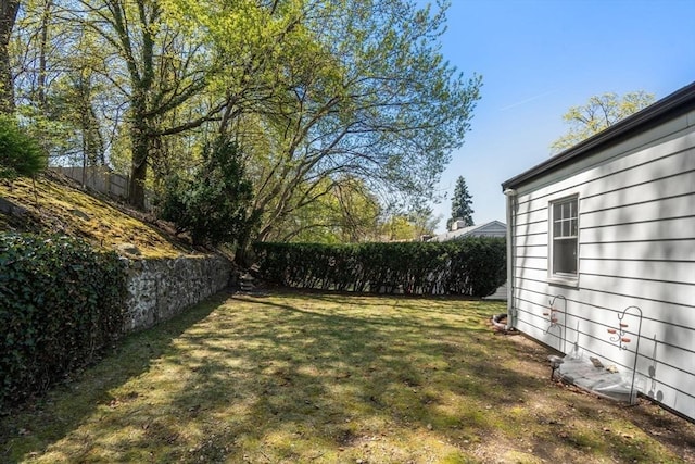 view of yard with a fenced backyard