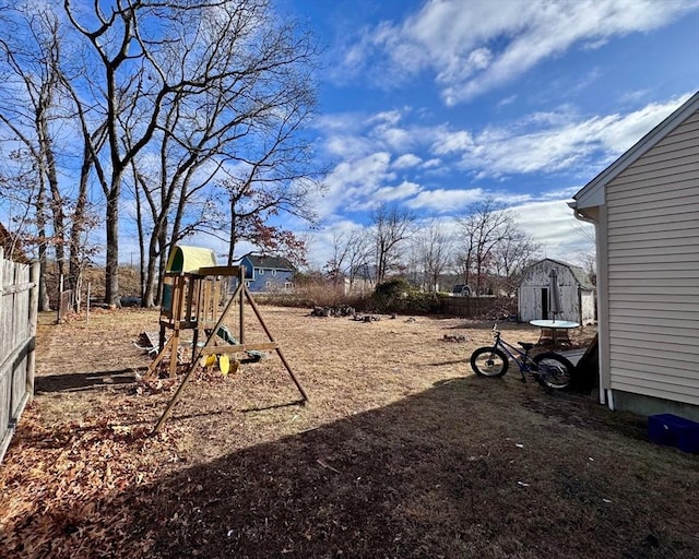 view of yard featuring a playground