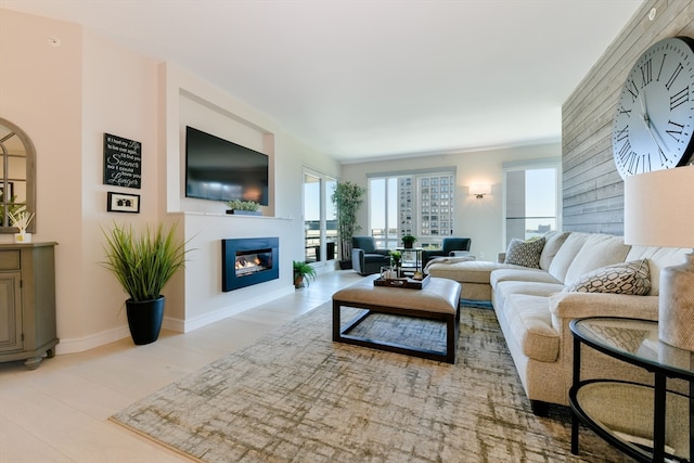 living room with light wood-type flooring