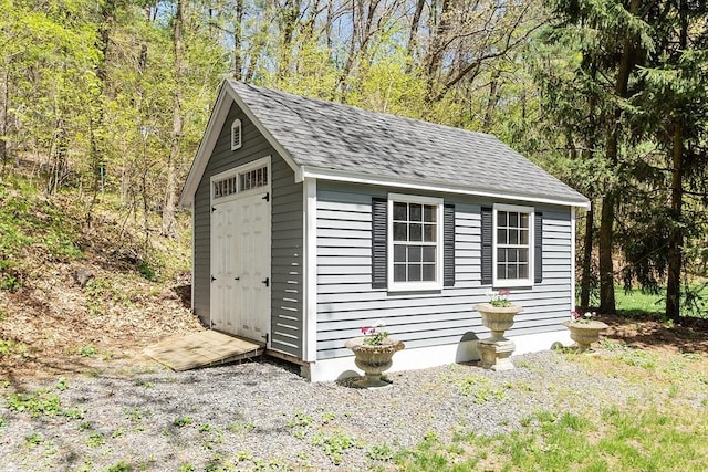 view of shed