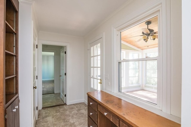 53 Iduna Ln, Amherst, MA 01002 - hall with baseboards and crown molding