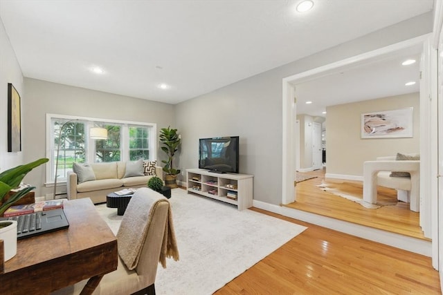 6 Willow Park, Wellesley, MA 02481 - living area with light wood-style flooring, recessed lighting, and baseboards