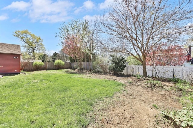 view of yard featuring a fenced backyard