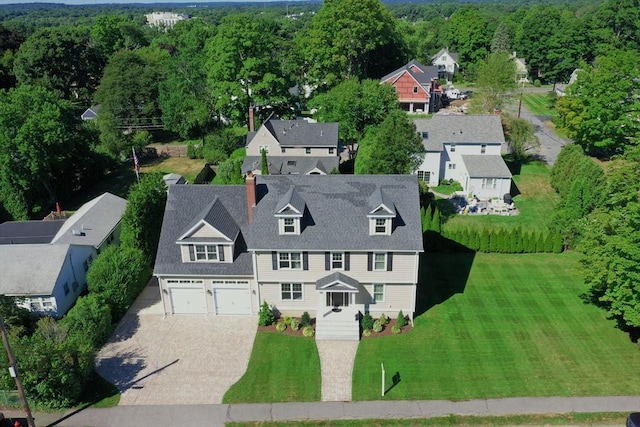 aerial view with a view of trees and a residential view