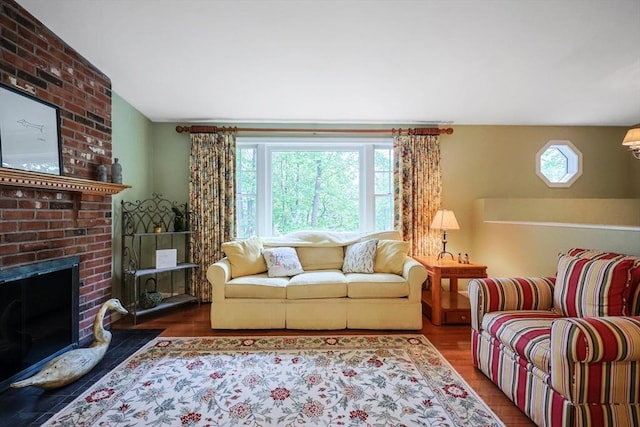 80 Summer St, Walpole, MA 02071 - living area with a fireplace and wood finished floors
