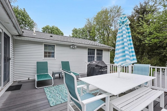 80 Summer St, Walpole, MA 02071 - wooden terrace featuring outdoor dining area and grilling area