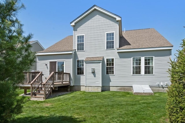 8 Heartwood Way Unit 8, Hopkinton, MA 01748 - back of house featuring a wooden deck, roof with shingles, and a lawn