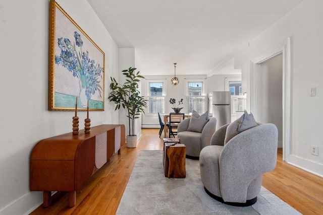 living room featuring light hardwood / wood-style floors