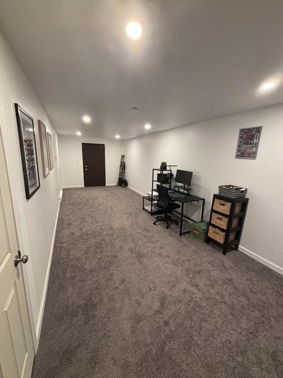 office area with dark carpet