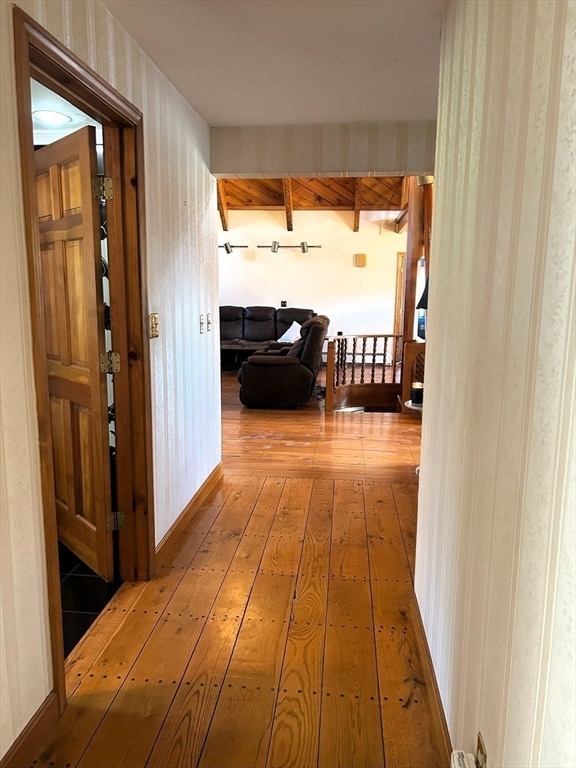 hallway featuring wood-type flooring