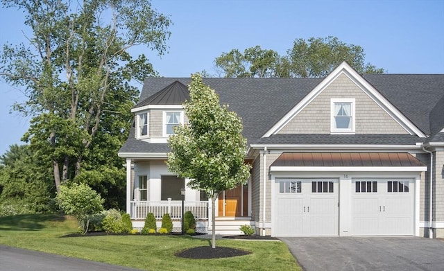 16 Pine Hill Rd Unit 16, Wenham, MA 01984 - view of front of home with a porch, a standing seam roof, asphalt driveway, and a front lawn