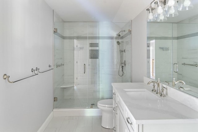 16 Pine Hill Rd Unit 16, Wenham, MA 01984 - full bathroom with vanity, a stall shower, and marble look tiles