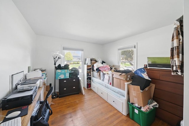 interior space featuring wood finished floors and multiple windows