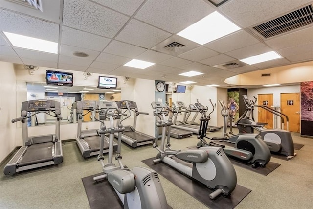 99 Pond Ave Unit 608, Brookline, MA 02445 - gym with a drop ceiling