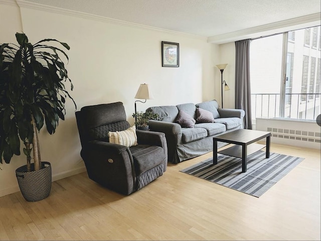 99 Pond Ave Unit 608, Brookline, MA 02445 - living area featuring wood finished floors, crown molding, and baseboards