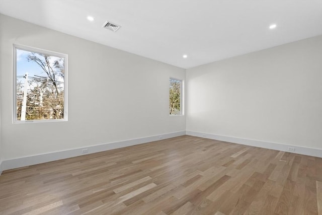 empty room featuring a wealth of natural light and light hardwood / wood-style floors