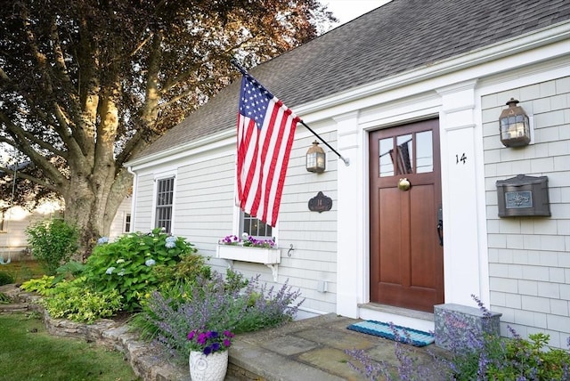 14 N Pleasant St, Dartmouth, MA 02748 - property entrance with roof with shingles