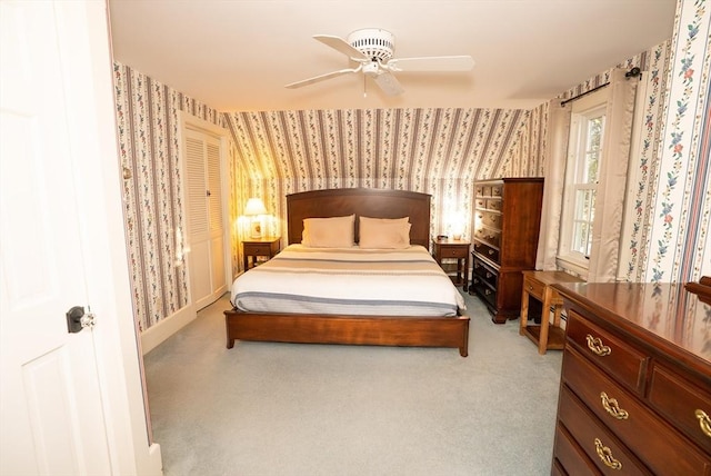 14 N Pleasant St, Dartmouth, MA 02748 - bedroom with wallpapered walls, carpet, and ceiling fan