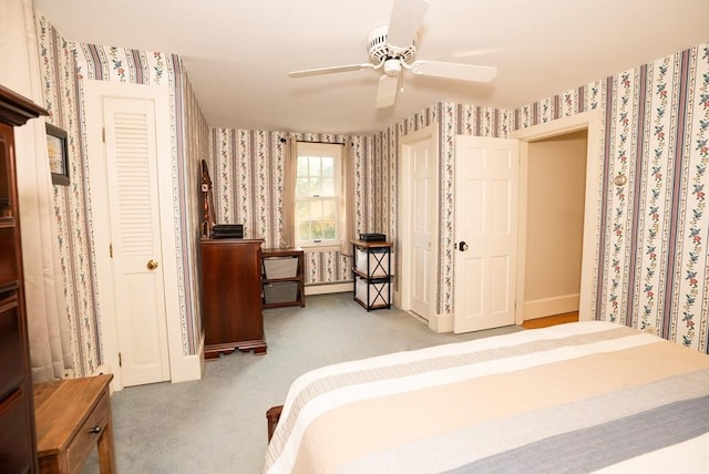 14 N Pleasant St, Dartmouth, MA 02748 - bedroom featuring wallpapered walls, carpet, and ceiling fan