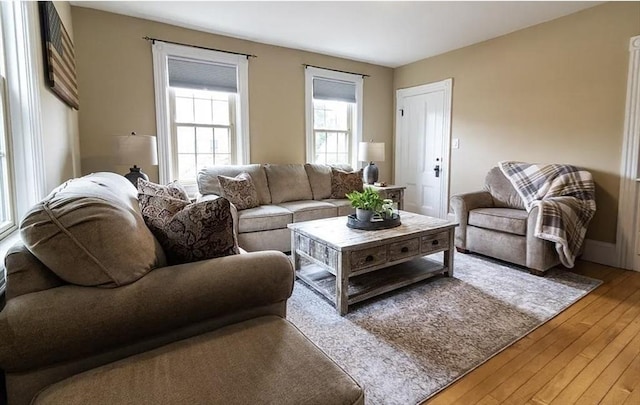 living area featuring light wood-style floors
