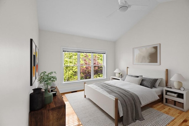 46 Walden Way Unit 46, Milford, MA 01757 - bedroom with lofted ceiling, light wood-type flooring, and a ceiling fan